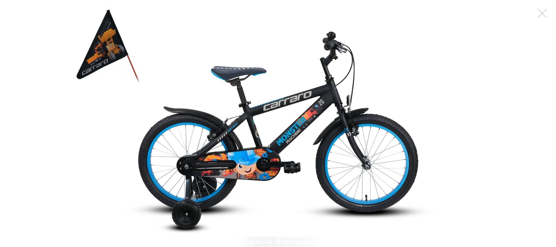 Carraro Monster 20 Jant Çocuk Bisikleti 31cm Mat Siyah-Gri-Mavi