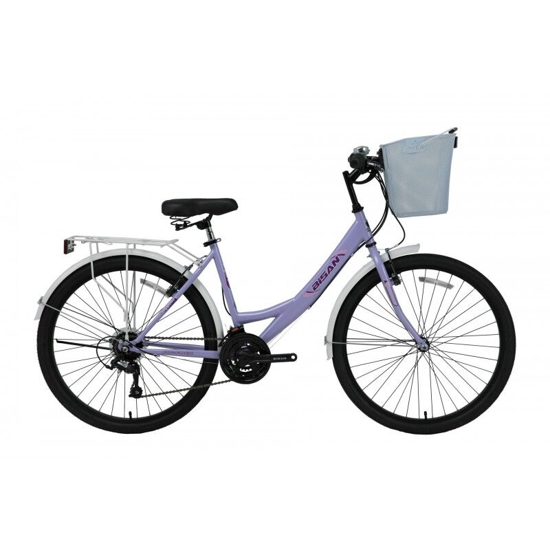 Bisan Mabella 24 Jant V Fren Şehir Bisikleti (Mor Beyaz) 34 CM