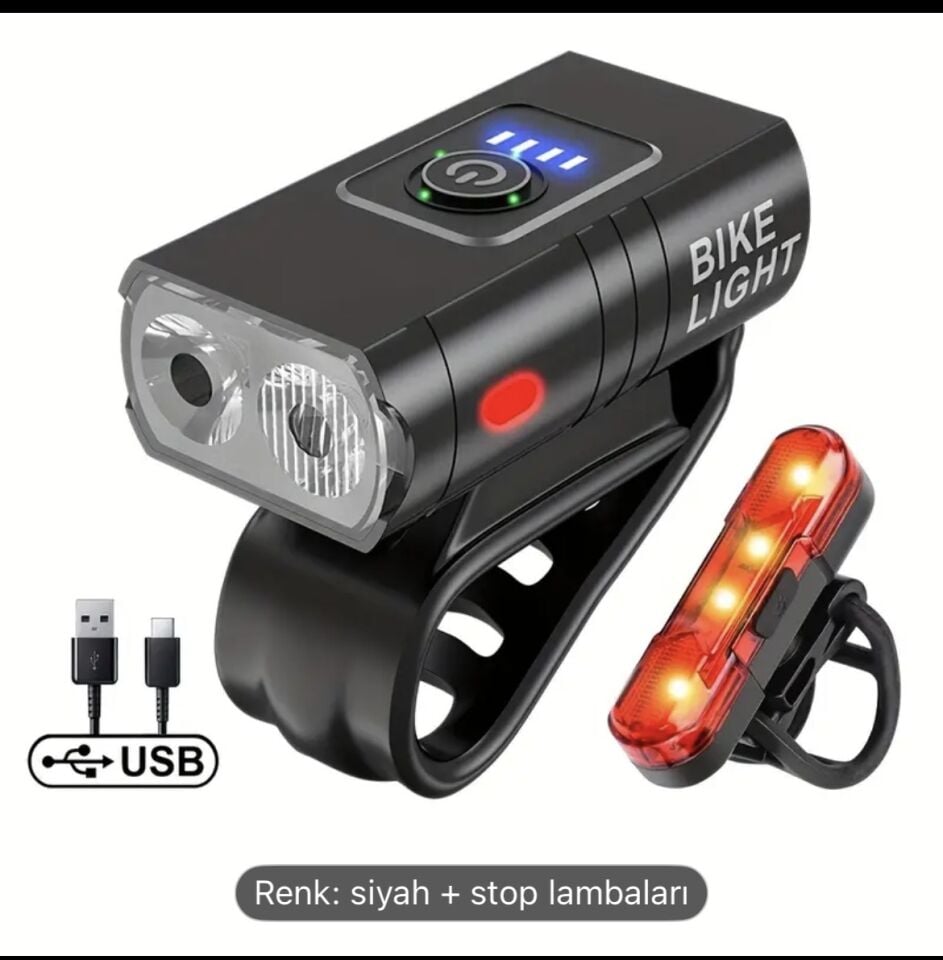 2 Adet Yeni LED Bisiklet Işık Seti, 1000LM USB Şarj Edilebilir Güç Ekranlı, Dağ/Yol Ön Fener ve Arka Kuyruk Lambaları iki tekerlekli ekipman XBYC 6050 Ön Işık - XBYC 6040 Arka Işık