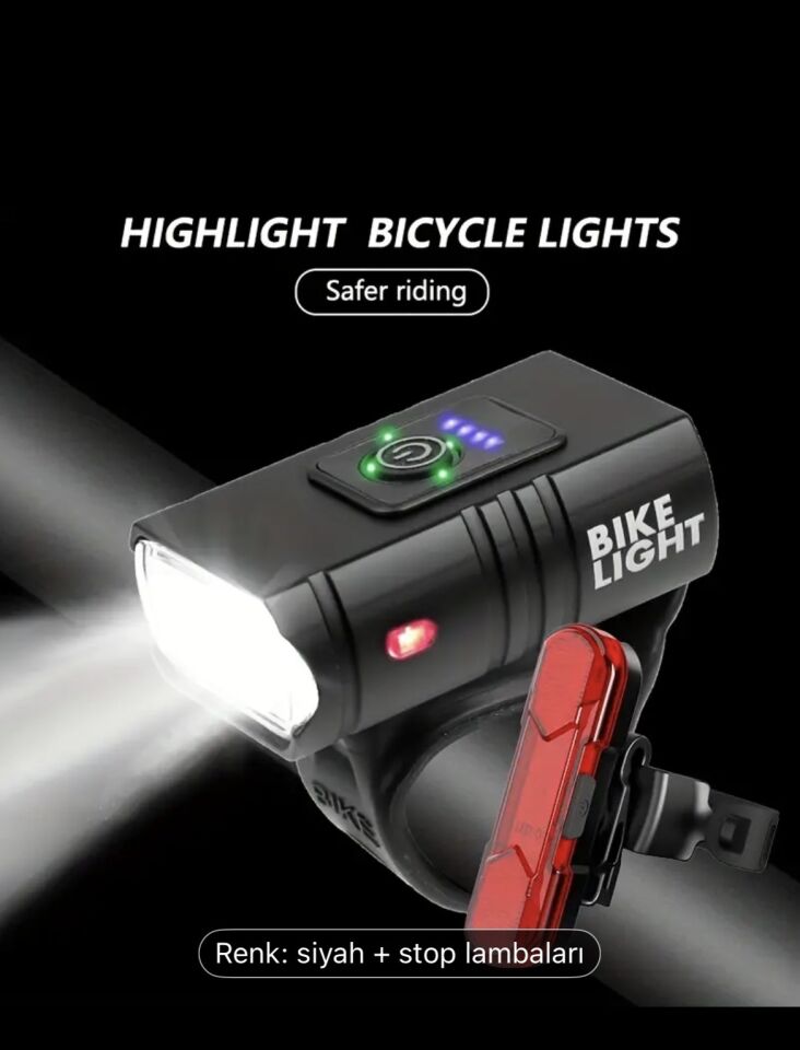 2 Adet Yeni LED Bisiklet Işık Seti, 1000LM USB Şarj Edilebilir Güç Ekranlı, Dağ/Yol Ön Fener ve Arka Kuyruk Lambaları iki tekerlekli ekipman XBYC 6050 Ön Işık - XBYC 6040 Arka Işık