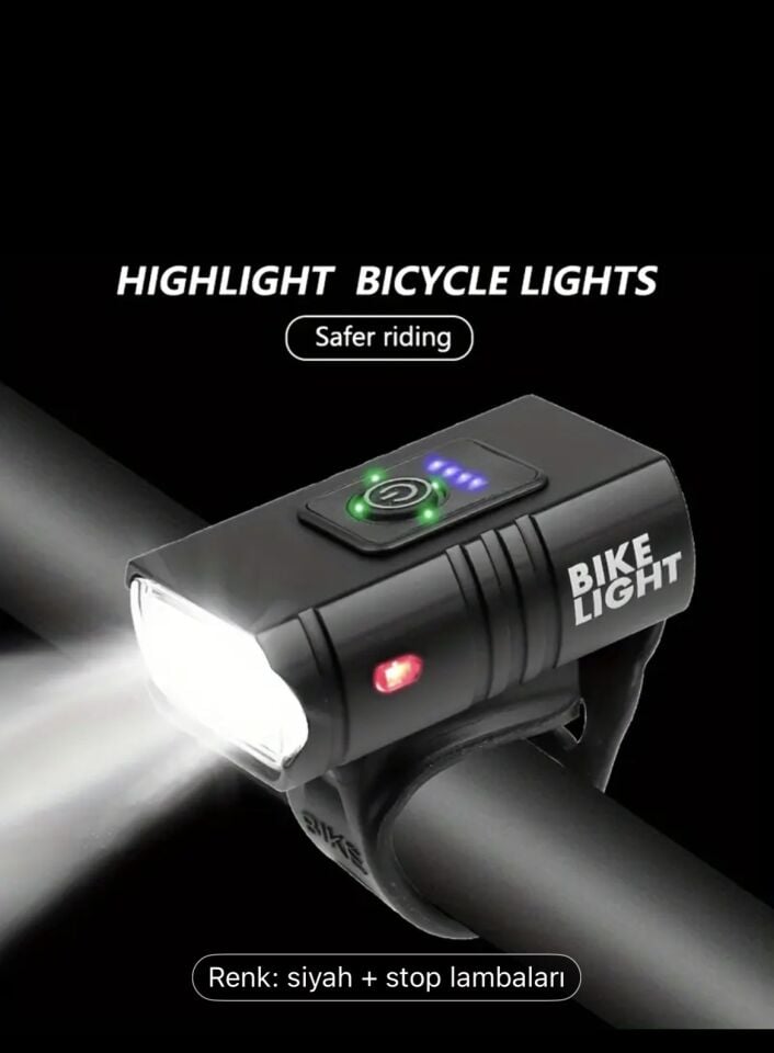 1'li veya 2'li Paket USB Şarj Edilebilir Pilli LED Bisiklet Lambası, 1000LM Parlaklık, 3 Modlu (Titreşimli, Yanıp Sönen, Sabit) - Ağır Hizmet Tipi ABS Yapı XBYC 6050 Ön Işık - XBYC 6017-4 Arka Işık