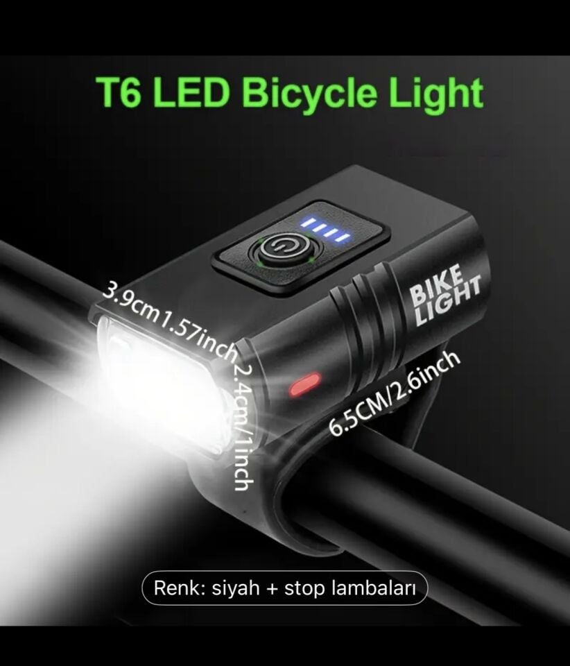 1'li veya 2'li Paket USB Şarj Edilebilir Pilli LED Bisiklet Lambası, 1000LM Parlaklık, 3 Modlu (Titreşimli, Yanıp Sönen, Sabit) - Ağır Hizmet Tipi ABS Yapı XBYC 6050 Ön Işık - XBYC 6017-4 Arka Işık