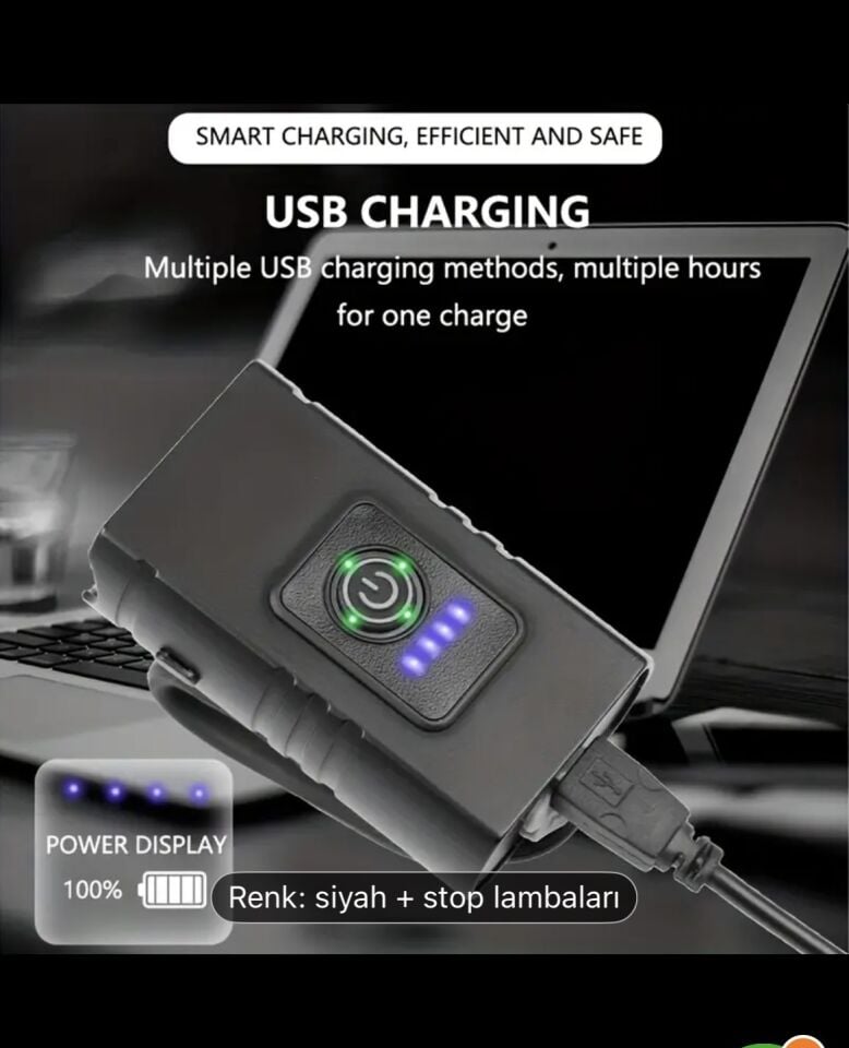 1'li veya 2'li Paket USB Şarj Edilebilir Pilli LED Bisiklet Lambası, 1000LM Parlaklık, 3 Modlu (Titreşimli, Yanıp Sönen, Sabit) - Ağır Hizmet Tipi ABS Yapı XBYC 6050 Ön Işık - XBYC 6017-4 Arka Işık