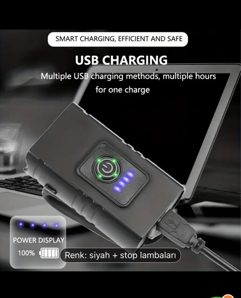 1'li veya 2'li Paket USB Şarj Edilebilir Pilli LED Bisiklet Lambası, 1000LM Parlaklık, 3 Modlu (Titreşimli, Yanıp Sönen, Sabit) - Ağır Hizmet Tipi ABS Yapı XBYC 6050 Ön Işık - XBYC 6017-4 Arka Işık