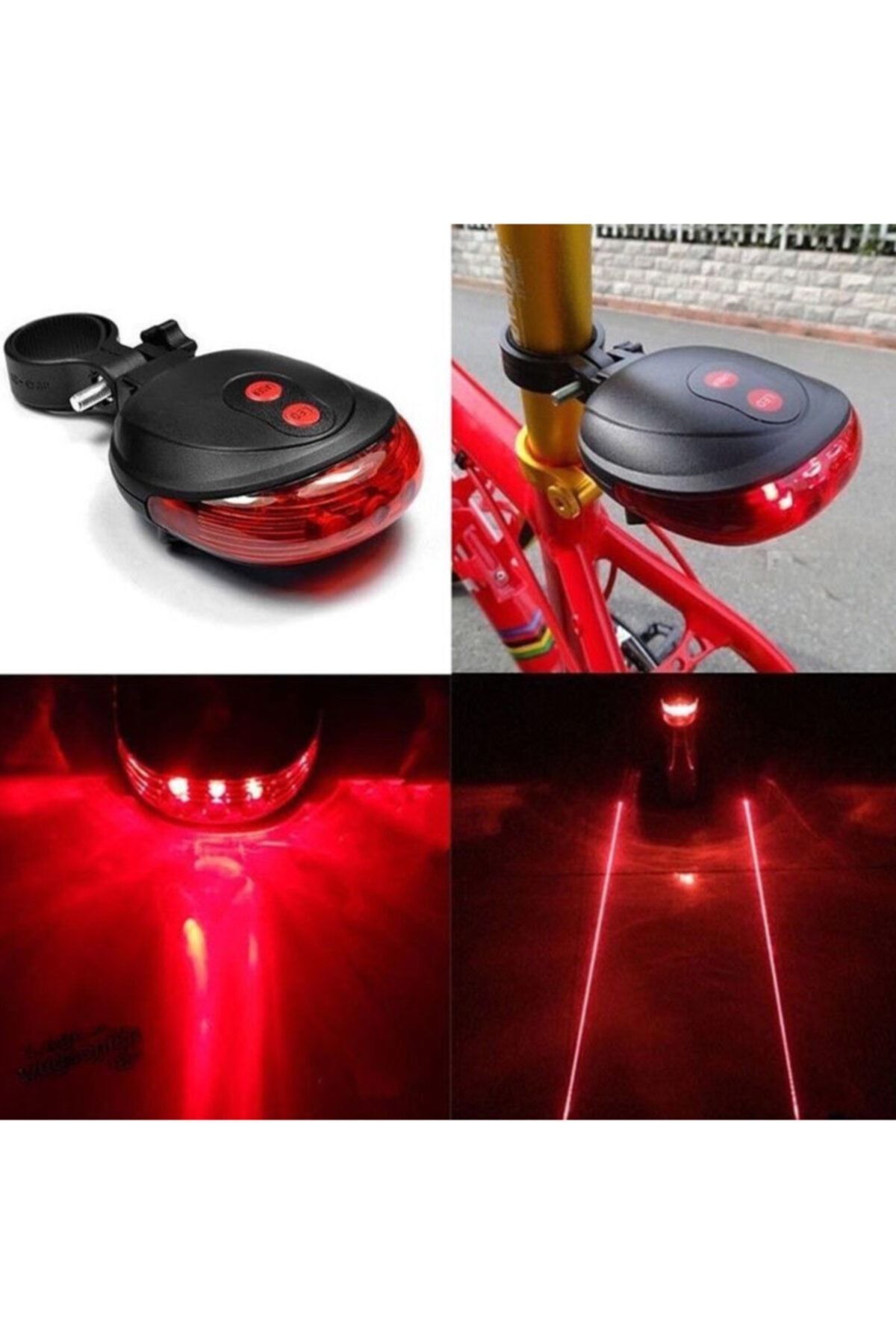 Bisiklet Lambası Lazer Şeritli Güvenlik Arka Stop Lamba Led Işık Bisiklet Arka Stop Lambası Led