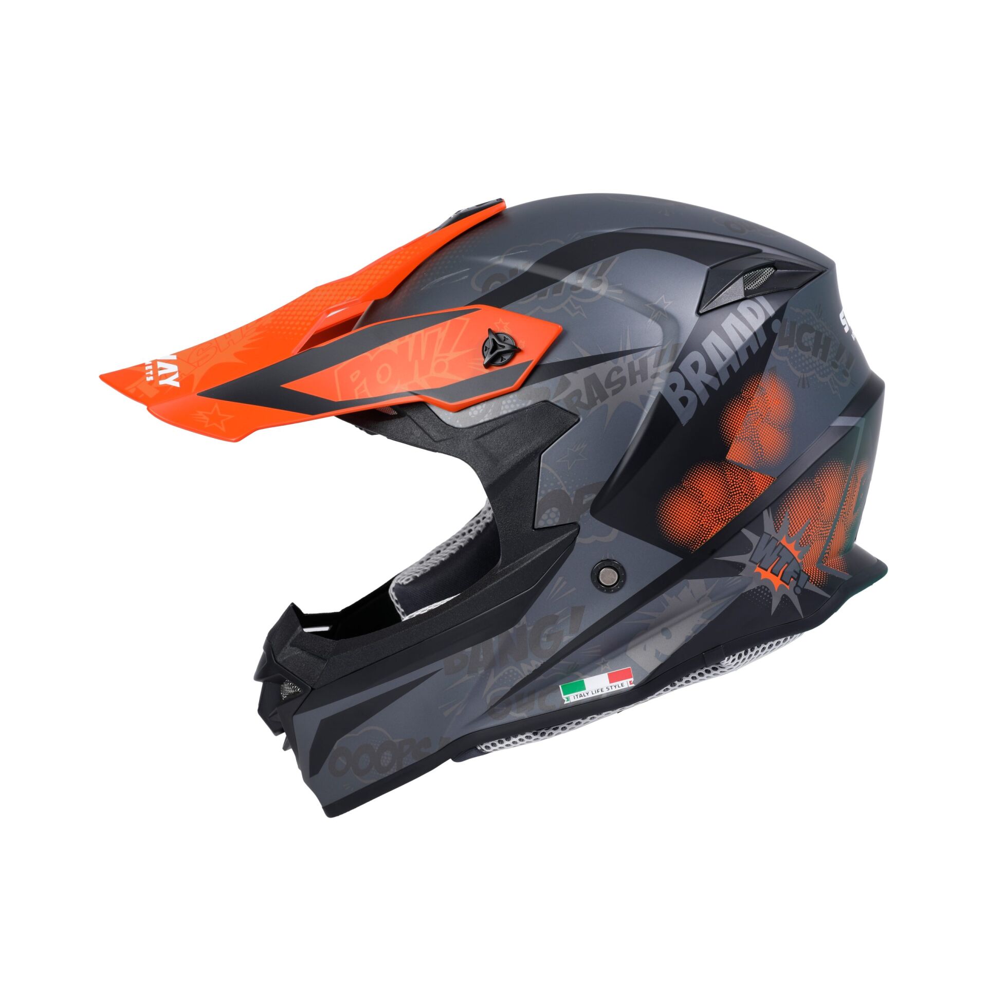 SWAY SW 617 POW Matt Black Orange Cross Kask L Beden