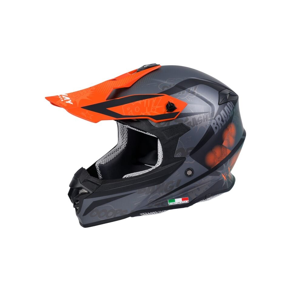 SWAY SW 617 POW Matt Black Orange Cross Kask L Beden