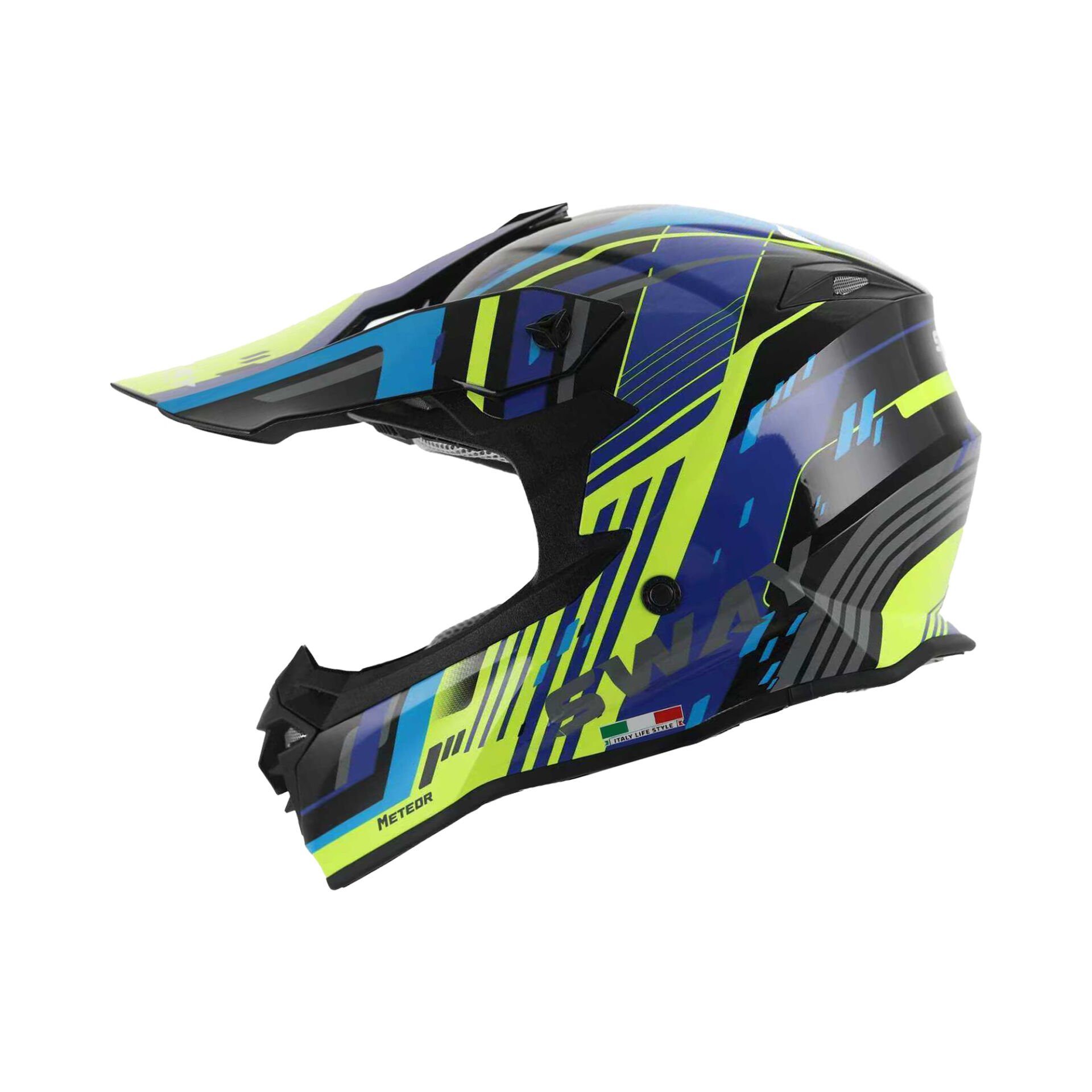 SWAY SW 617 METEOR Yellow Blue Cross Kask L Beden