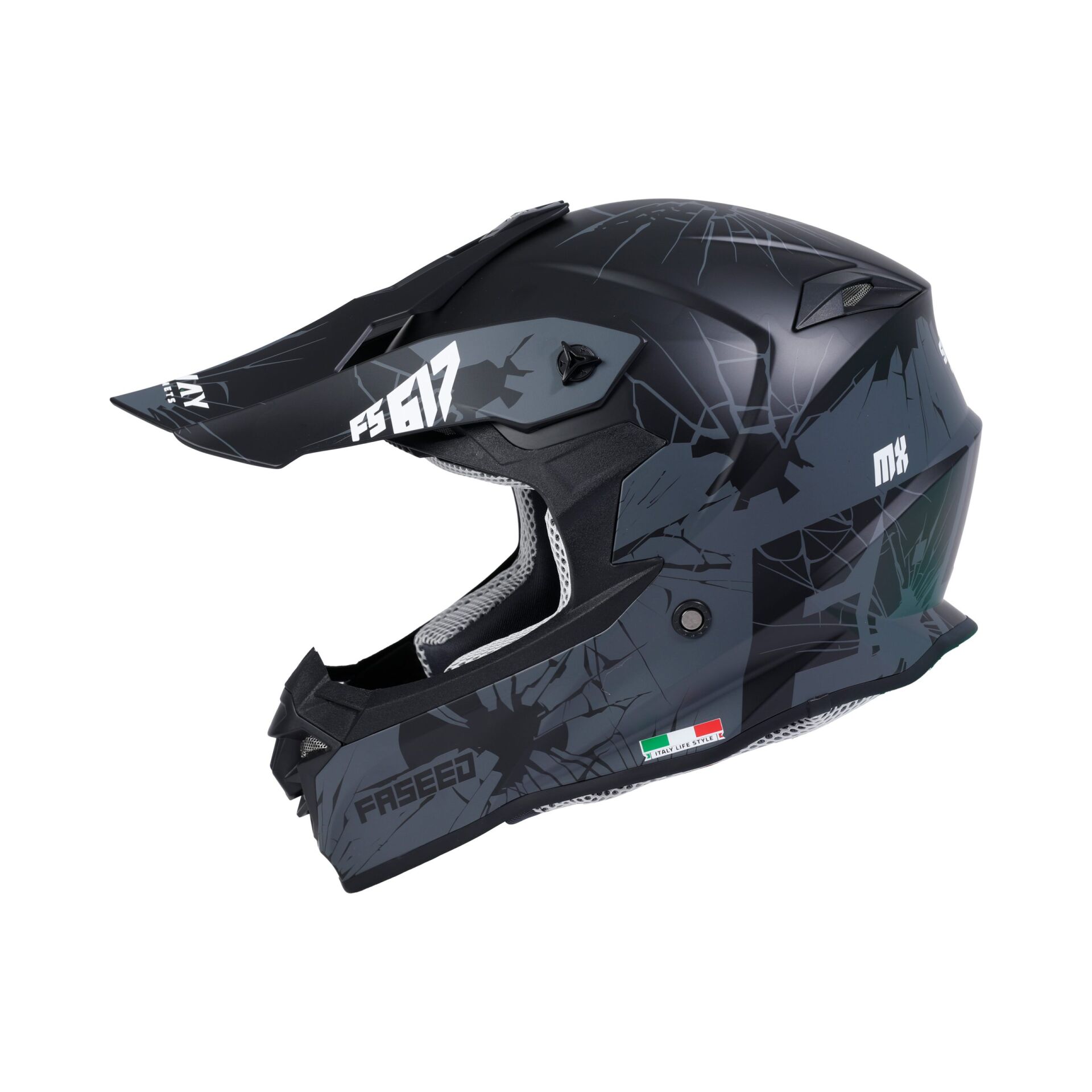 SWAY SW 617 MATT CRAK Black Grey Cross Kask XL Beden