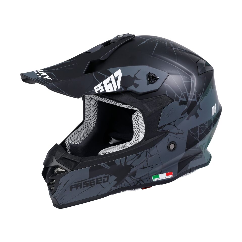SWAY SW 617 MATT CRAK Black Grey Cross Kask XL Beden