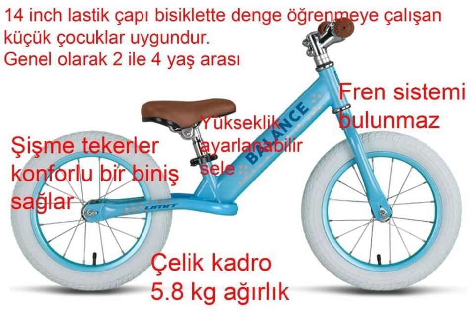 Ümit Balance 14 Jant Denge Bisikleti 1405 (2 ile 4 yaş arası) Gök Mavi