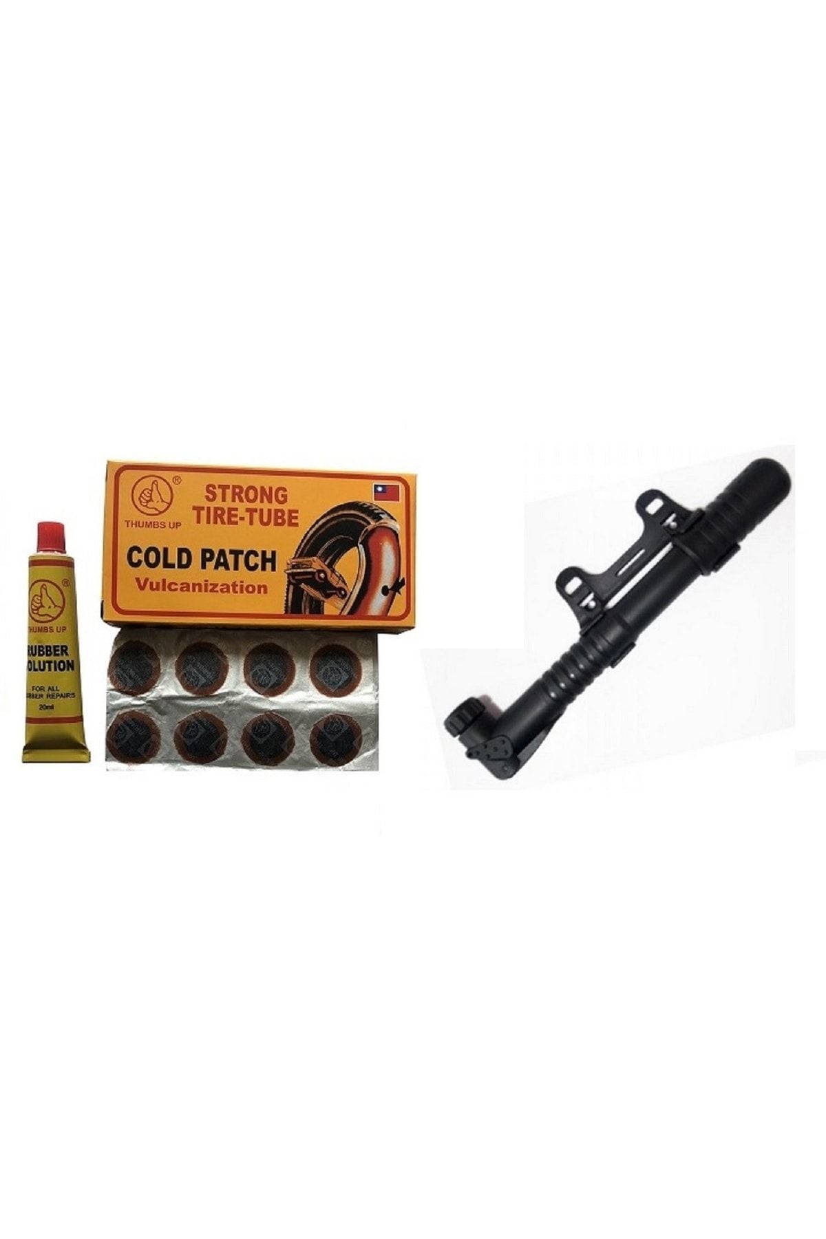 Bisiklet Pompa Mini Teleskop & Yama Seti(34 Adet ) Set Halinde