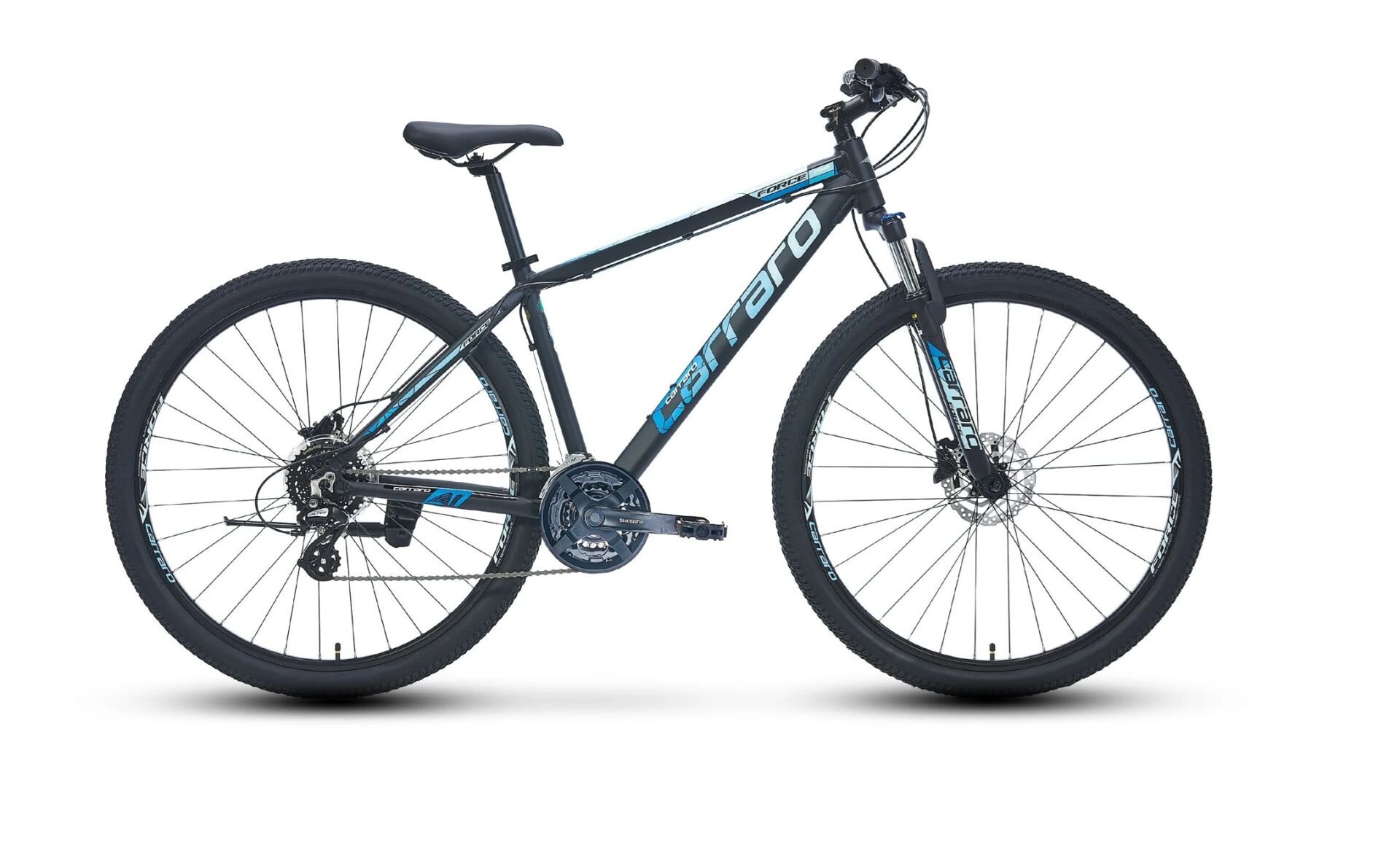 Carraro Force 950 Hidrolik Fren - 29 Jant 17'' 44cm ( M - L ) Kadro 24 Vites Dağ Bisikleti 44 Kadro Mat Siyah Mavi - Açık Mavi - Gümüş
