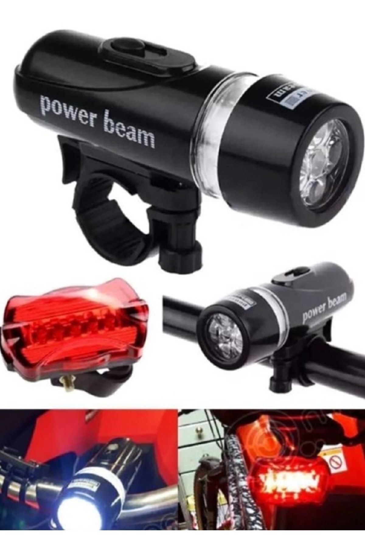 Bisiklet Lambası Işığı Ön Farı Arka Stop Seti Led Far