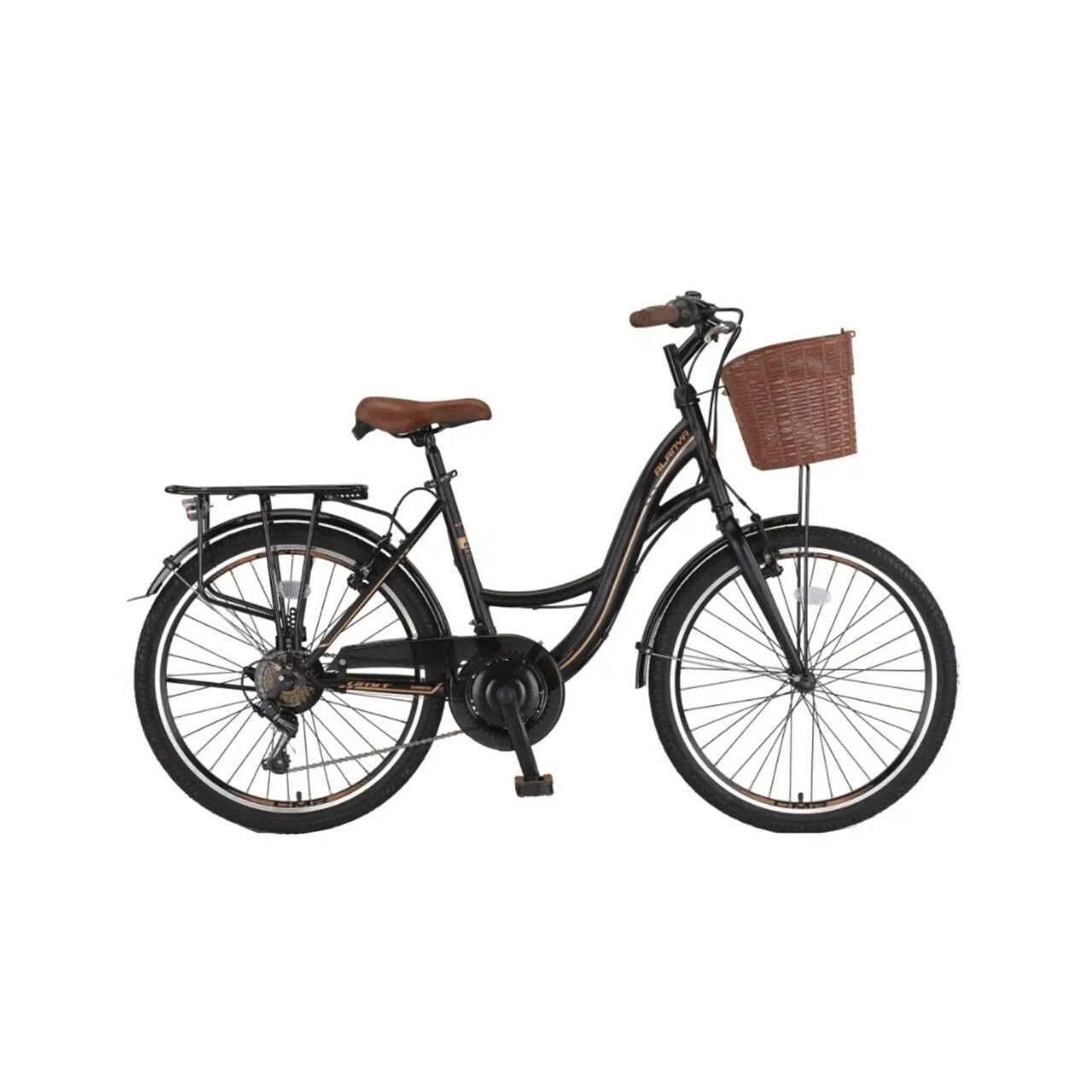 Ümit Alanya - 24 Jant 21vites Sepetli Çocuk Bisikleti - Siyah Kahve