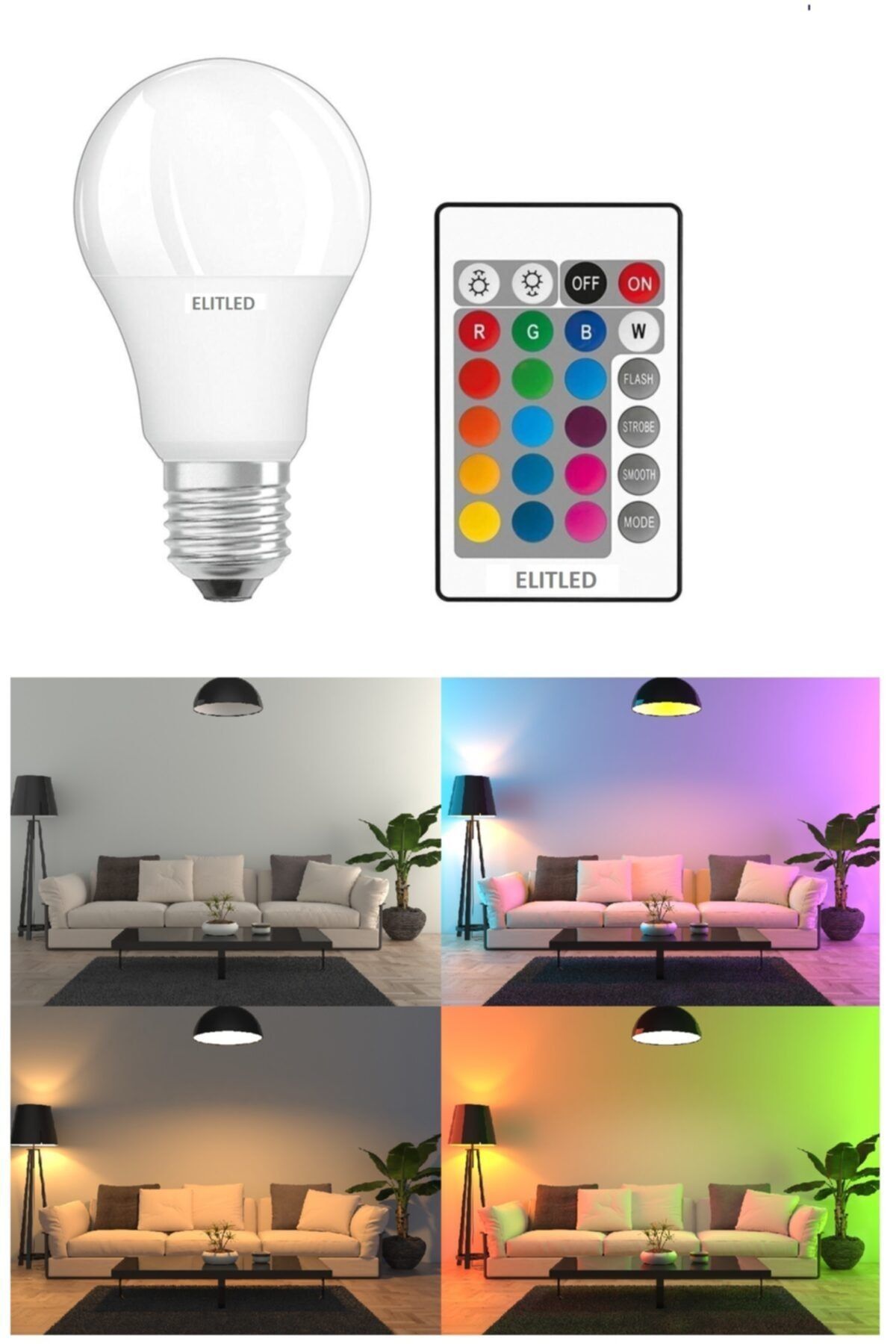 Renk Değiştiren - Led Ampul - Dimmerli 9w Rgb - Uzaktan Kumandalı Led Ampul