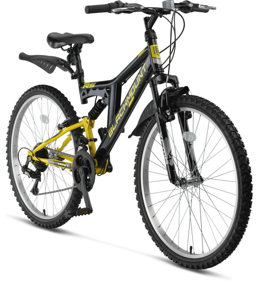 Ümit Blackmount - 24 Jant Çift Amortisörlü 21 Vites Çocuk Bisikleti - Siyah Sarı