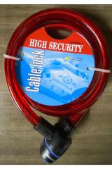 Knt Zhongli Cable Lock 15x1500 Mm Bisiklet Ve Motor Kilidi (kırmızı)