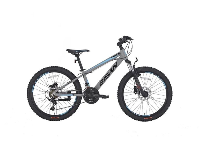 Bisan Cooper 24 Hidrolik Fren Bisan Çocuk Bisikleti 21 Vites 30 cm Kadro Metalik gri -siyah/mavi